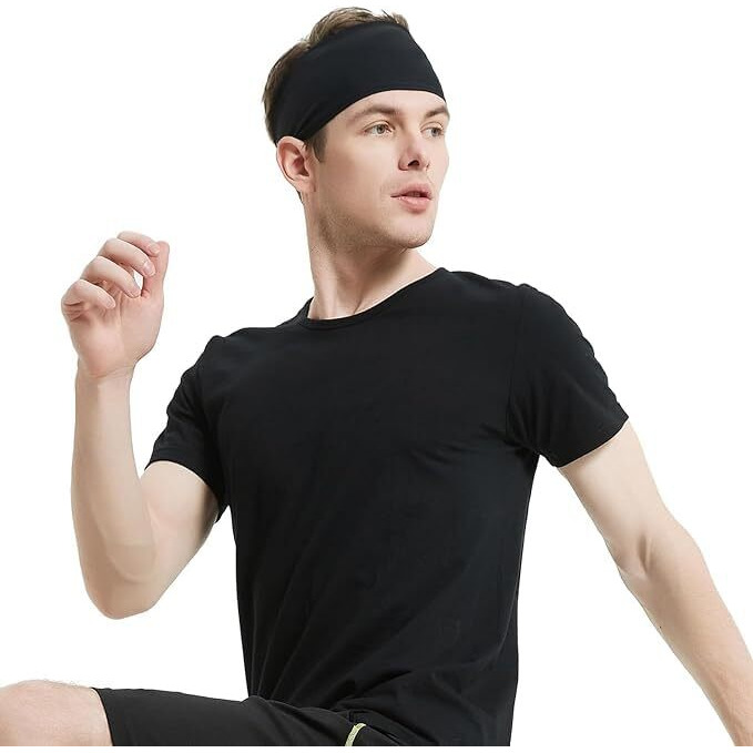 PAROPKAR Sports Headbands for Men and Women (4 Pack) - Lightweight Sweat Band Moisture Wicking Workout Sweatbands for Running, Cross Training, Yoga and Bike - Unisex Hairband (Headband Multi 2)
