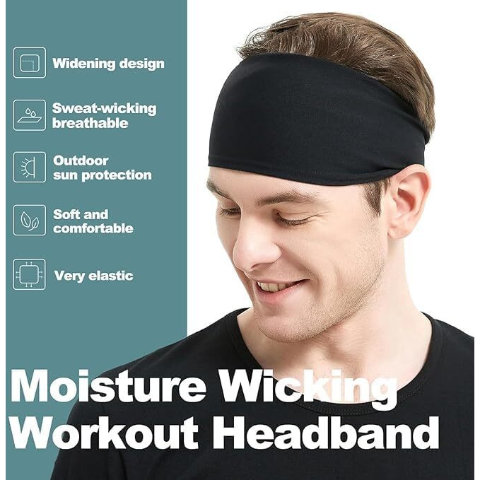 PAROPKAR Sports Headbands for Men and Women (4 Pack) - Lightweight Sweat Band Moisture Wicking Workout Sweatbands for Running, Cross Training, Yoga and Bike - Unisex Hairband (Headband Multi 2)