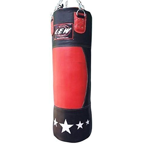 LEW 4 FT Retro Two Tone Koskin Leather Heavy Bag Leather Punch Bag Boxing MMA Sparring Punching Training Kick Boxing Muay Thai with Hanging Chain