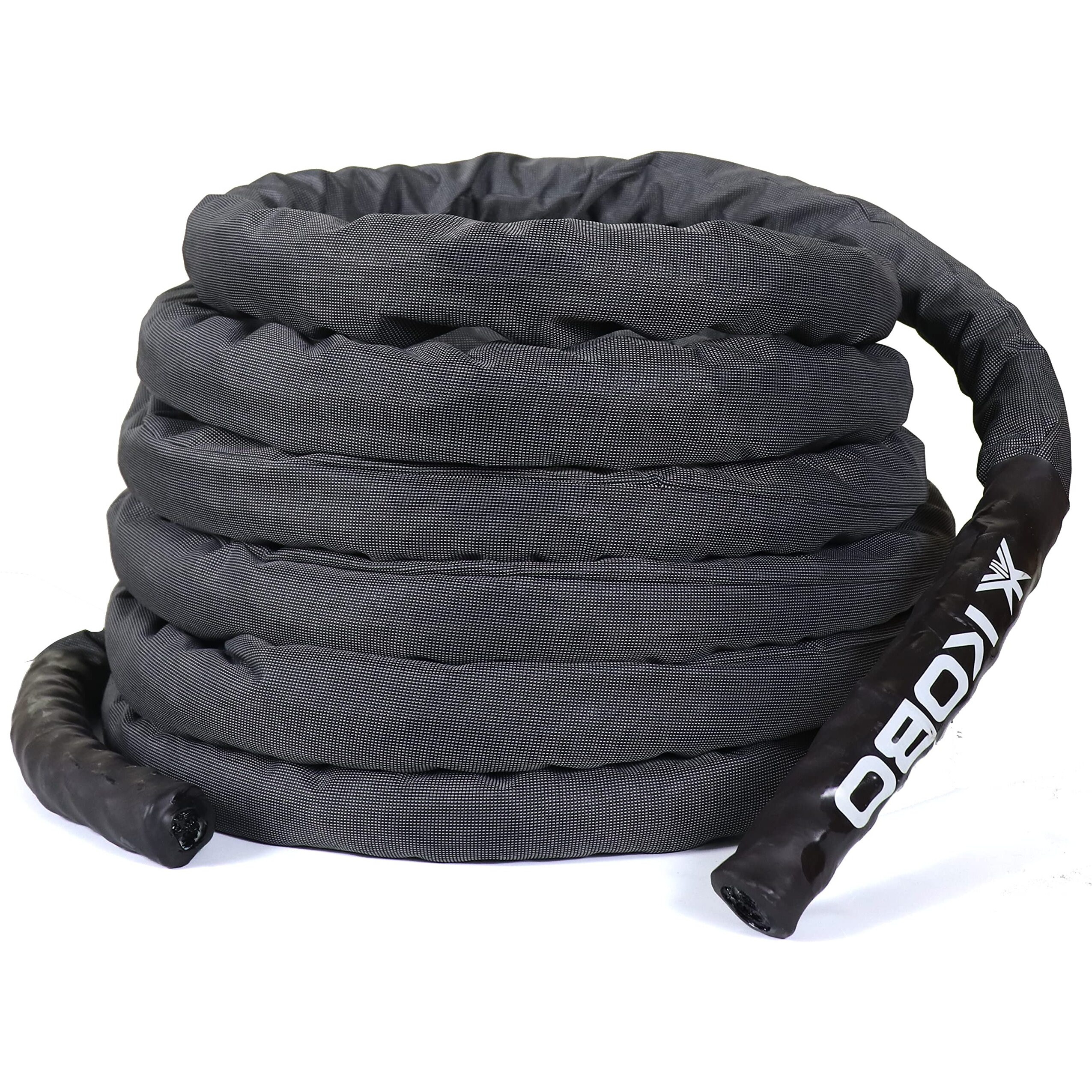 Kobo Rope Pro Black Professional Battle Rope Exercise Bottle Rope Gym 1.5-inch Thick (with Cover 50 Feet)