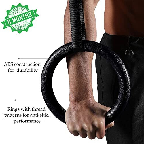FirstFit Gymnastics Rings, Roman Ring 1000 lbs Capacity with 14.5ft Adjustable Buckle Straps for Cross Fitness Functional Training for Home Gym Full Body Workout - Black