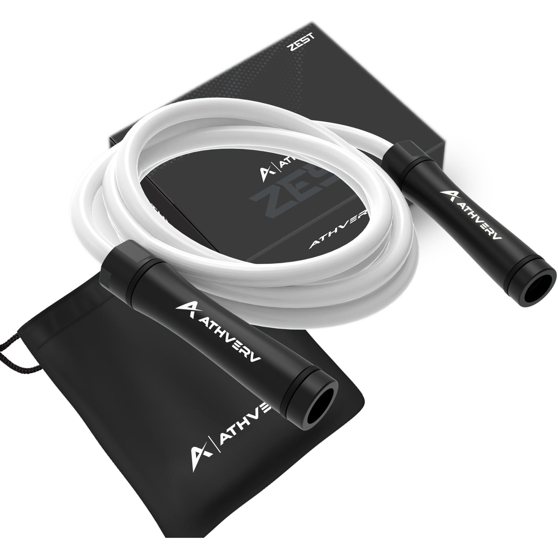 Athverv Adjustable Heavy Jump Rope 1.1 LB, 10mm Weighted Skipping Rope for Strength Training. (White)
