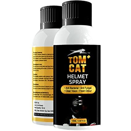 Shadow Securitronics TOM CAT Helmet Foam Cleaner Spray | Helmet Shine Spray | Clean and Fresh Inside & Outside | Long-Lasting | Not Attract Dirt/Dust | Quick and Easy Application (Pack of 1-120 ML)