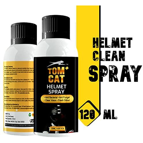 Shadow Securitronics TOM CAT Helmet Foam Cleaner Spray | Helmet Shine Spray | Clean and Fresh Inside & Outside | Long-Lasting | Not Attract Dirt/Dust | Quick and Easy Application (Pack of 1-120 ML)