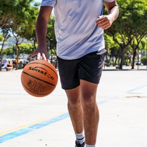 Senston Basketball 29.5  Leather Basketball Outdoor Indoor Mens Basketball Ball Official Size 7 Outdoor/Indoor Game Brown Basket Ball