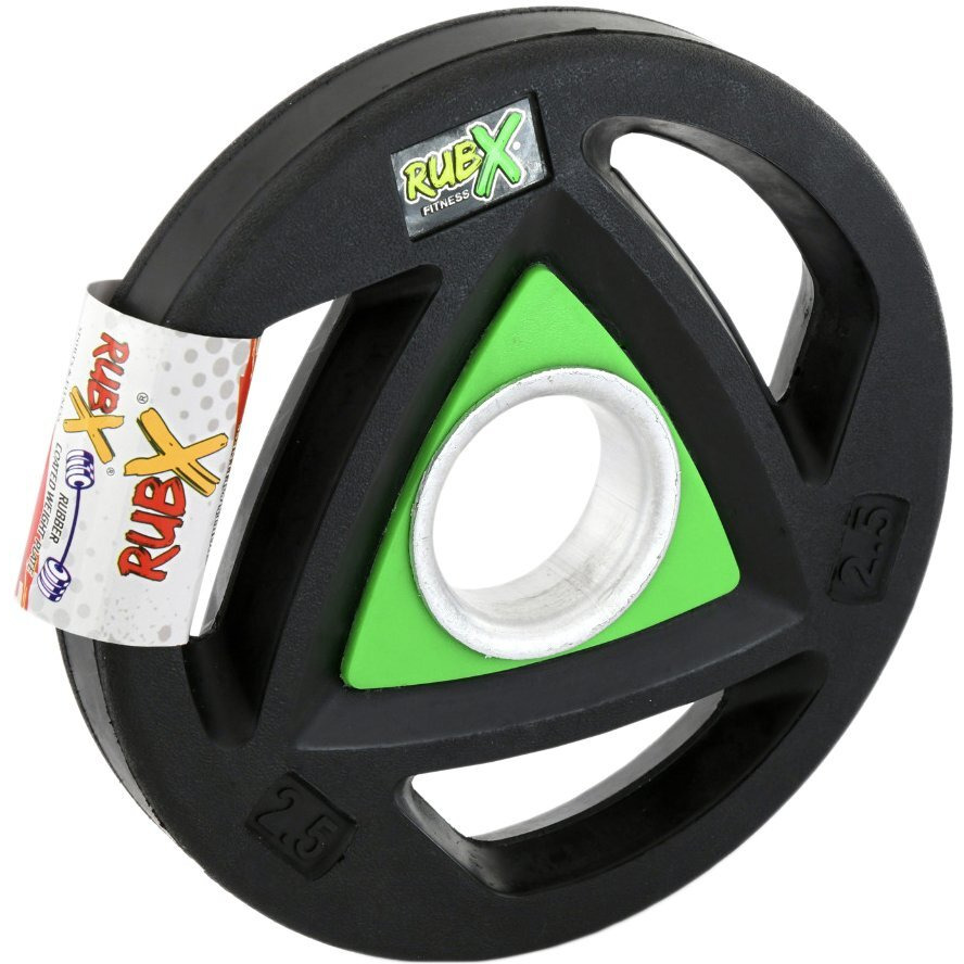 RUBX Rubber Coated Metal Integrated Tri-Grip Olympic Weight Plates 50 MM Center Hole Diameter (25)