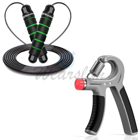 Wearslim Pvc Professional Skipping Rope With Ball Bearings And Adjustable Resistance 10 To 40Kg Hand Grip Strengthener, Rapid Speed Jump Rope With Grip Strength Trainer - Multicolor
