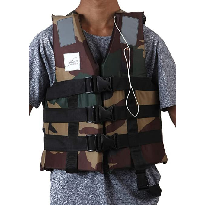 Jilani Kids Swim Jacket life jacket Personal Flotation Safety Life Jacket Weight Capacity Up to 40Kg, Age 8-15 Years Military color