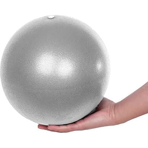 PRANIJ Durable Small Soft Yoga Exercise Balls with Inflatable Straw, Mini Pilates Ball 23 CM/9 Inchs for Core Training Exercise (Grey)