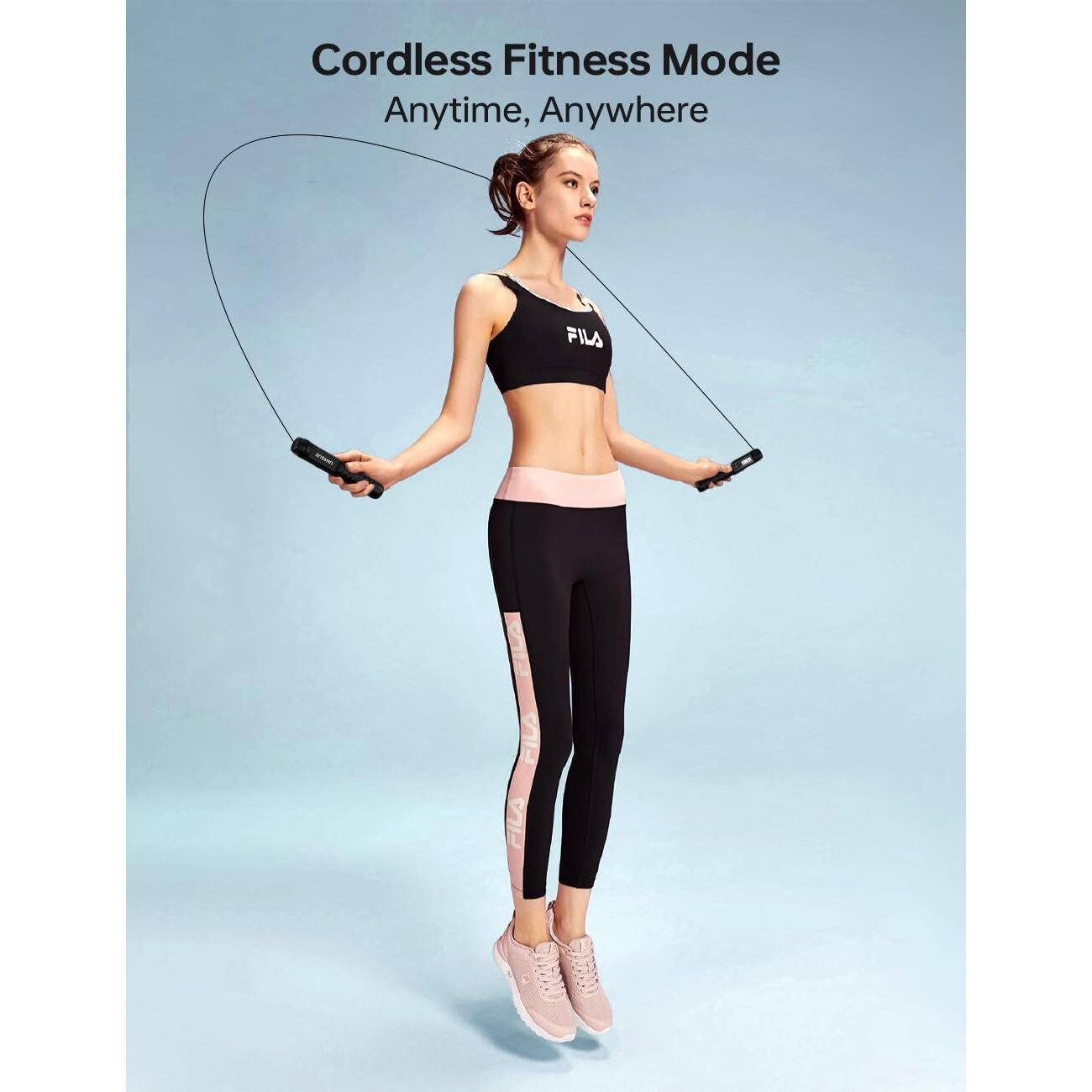 UN1QUE Skipping Rope for Men and Women Jump Rope With Calorie Counter, 2 In 1 with Large Cordless Ball, Adjustable Height for Fiteness, Home Exercise, Gym - Black