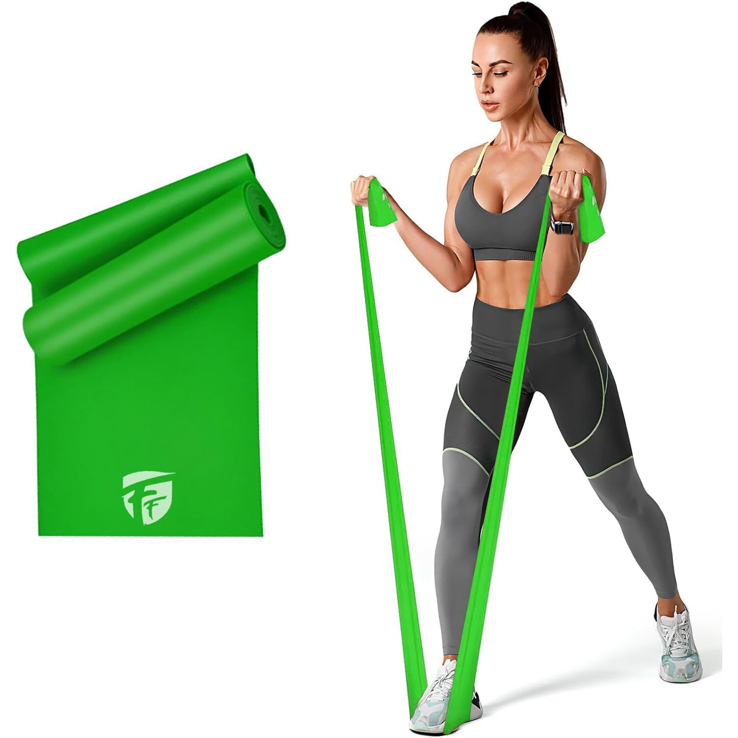 FirstFit Natural Rubber Resistance Loop Bands | Elastic Exercise Band Set | Best Resistant Workout Loops For Booty, Glute, Leg & Thigh Exercising (1.5 Meter Green)