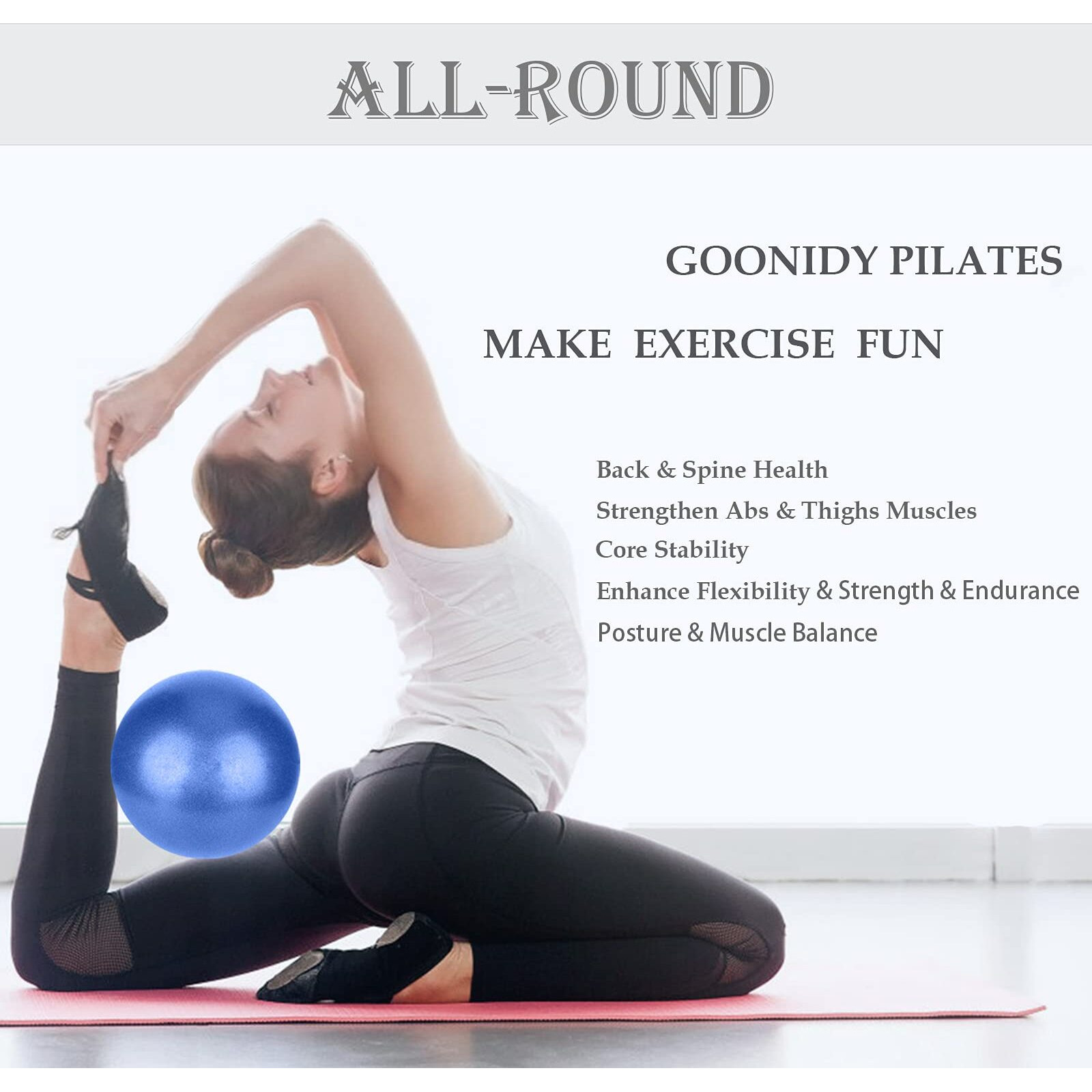 Small Pilates Ball, Therapy Ball, Mini Workout Ball, Core Ball, 9 Inch Small Exercise Ball, Mini Bender Ball, Pilates, Yoga, Workout, Bender, Core Training and Physical Therapy, Improves Balance