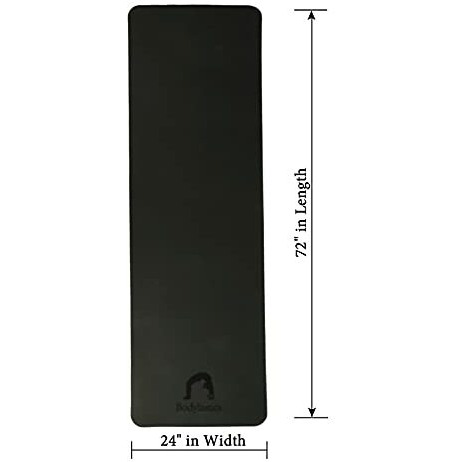 Bodylastics Yoga Mat for Men and Women with Carry Bag TPE 6ft x 2ft x 6mm Large Size Anti Slip & Anti Tear Workout Mat (Black/Green)