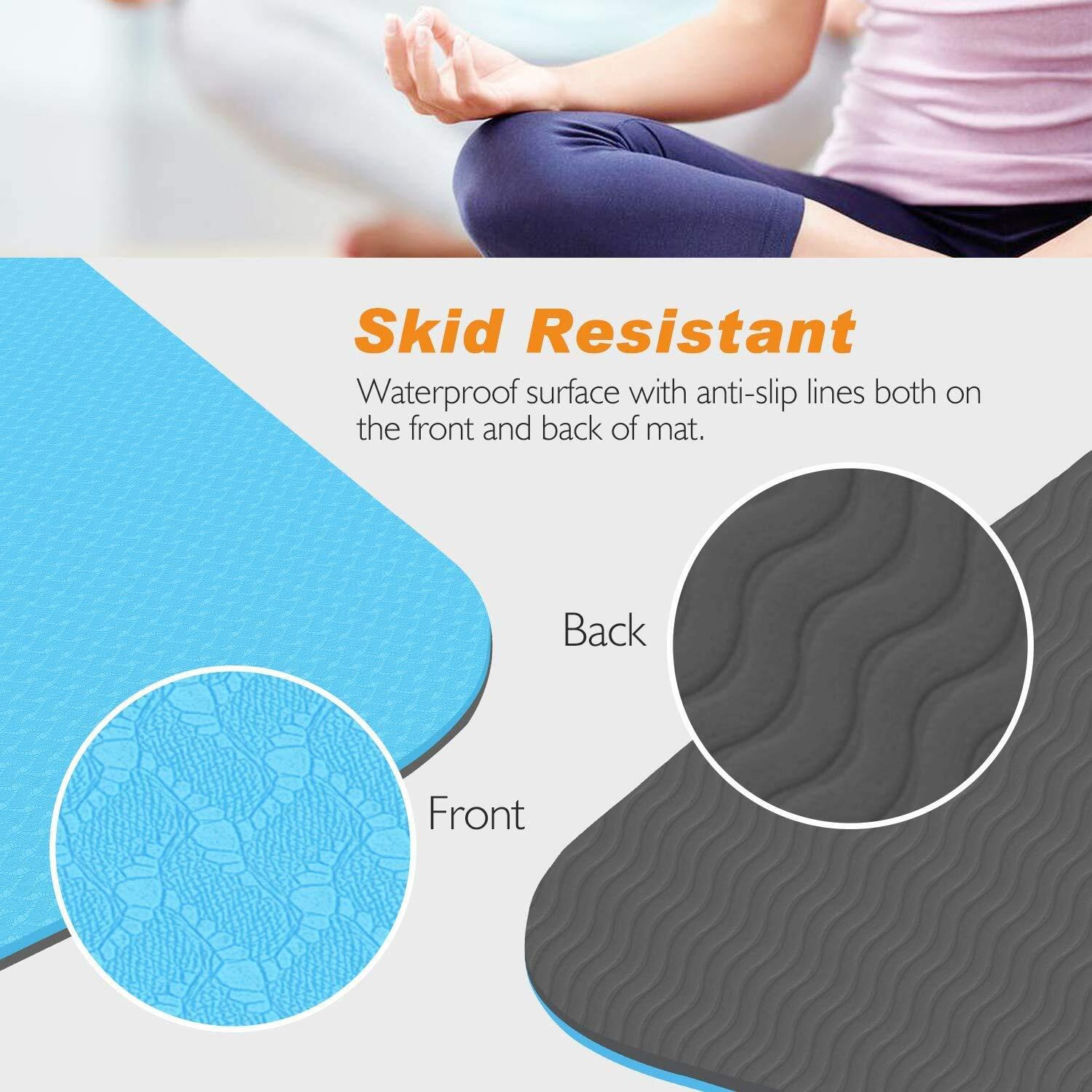 Bodylastics Yoga Mat for Men and Women with Carry Bag TPE 6ft x 2ft x 6mm Large Size Anti Slip & Anti Tear Workout Mat (Light Green/Grey)