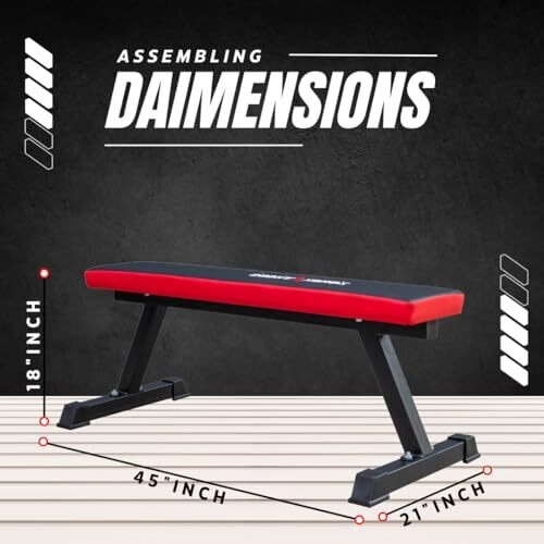 Zorex Fitness (ZF-109) Flat Bench Red Black Workout Bench for Home Gym Bench for Home Gym Gym Bench for Home Workout Multipurpose Exercise Bench Gym Table Bench for Home Weightlifting Bench with 200kg weight Capacity.