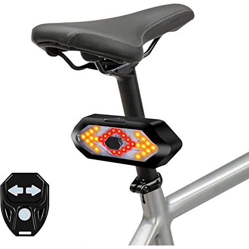 Linist Bicycle Tail Light Turn Signals,5 Modes 3 in 1 Function Rear Bicycle Indicator Light Tweeter Wireless Remote Control Rear Light USB Rechargeable Safety Warning Bike Lights, Easy to Fit
