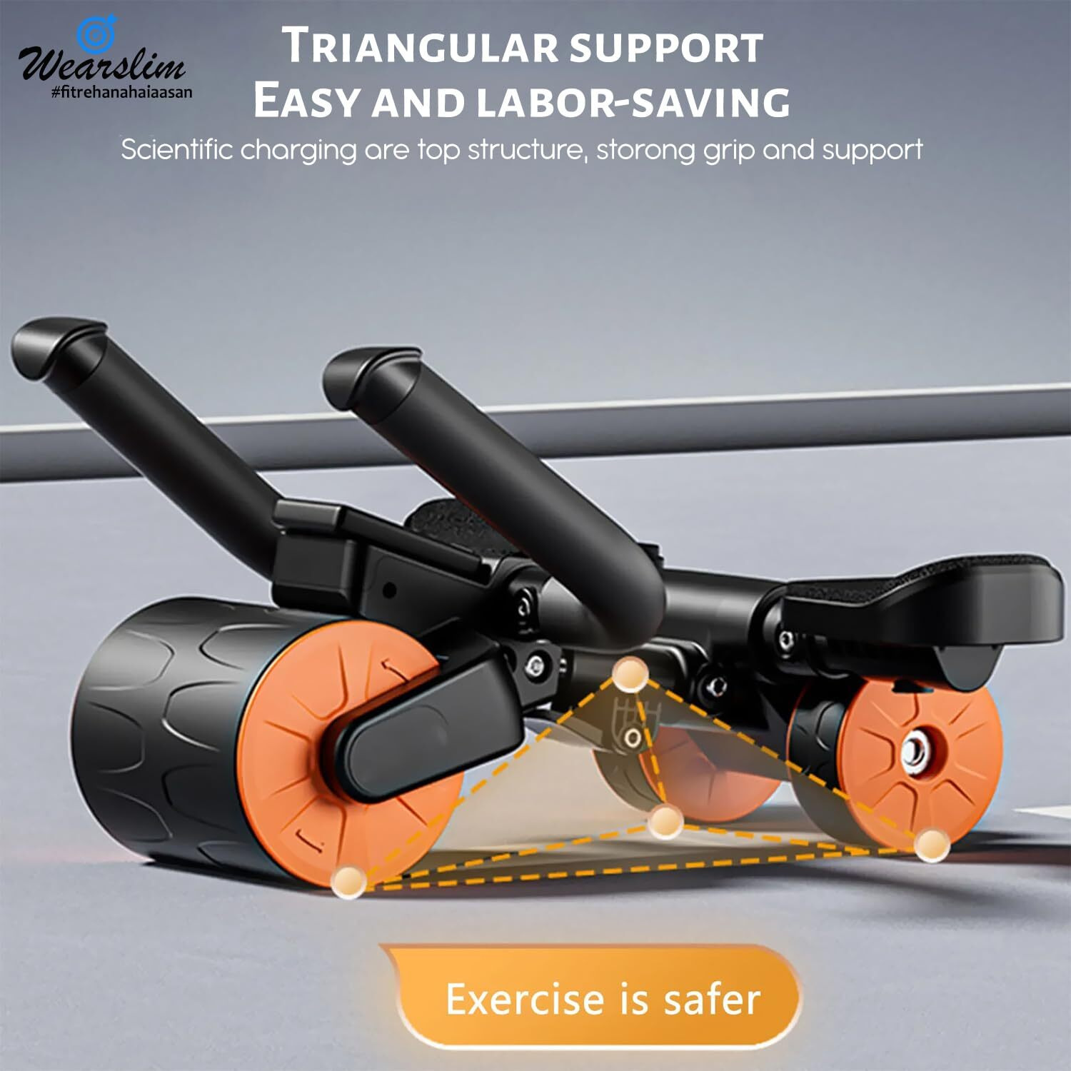 Wearslim Abs Roller for Men & Women| Advanced Ab Roller with Automatic Rebound| Abs Roller Wheel with Strong Elbow Support, Timer & Knee Pad| Abdominal Strength Training Home Gym Equipment|For Core Exercises, Plank and Full Body Strength- Multicolor
