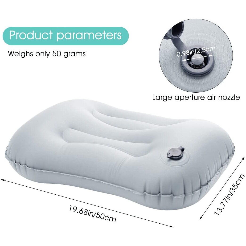 PALAY Travel Air Pillow, Ultralight Inflatable Camping Travel Pillow, Ergonomic Inflating Pillows for Neck Lumbar Support While Camp, Silver
