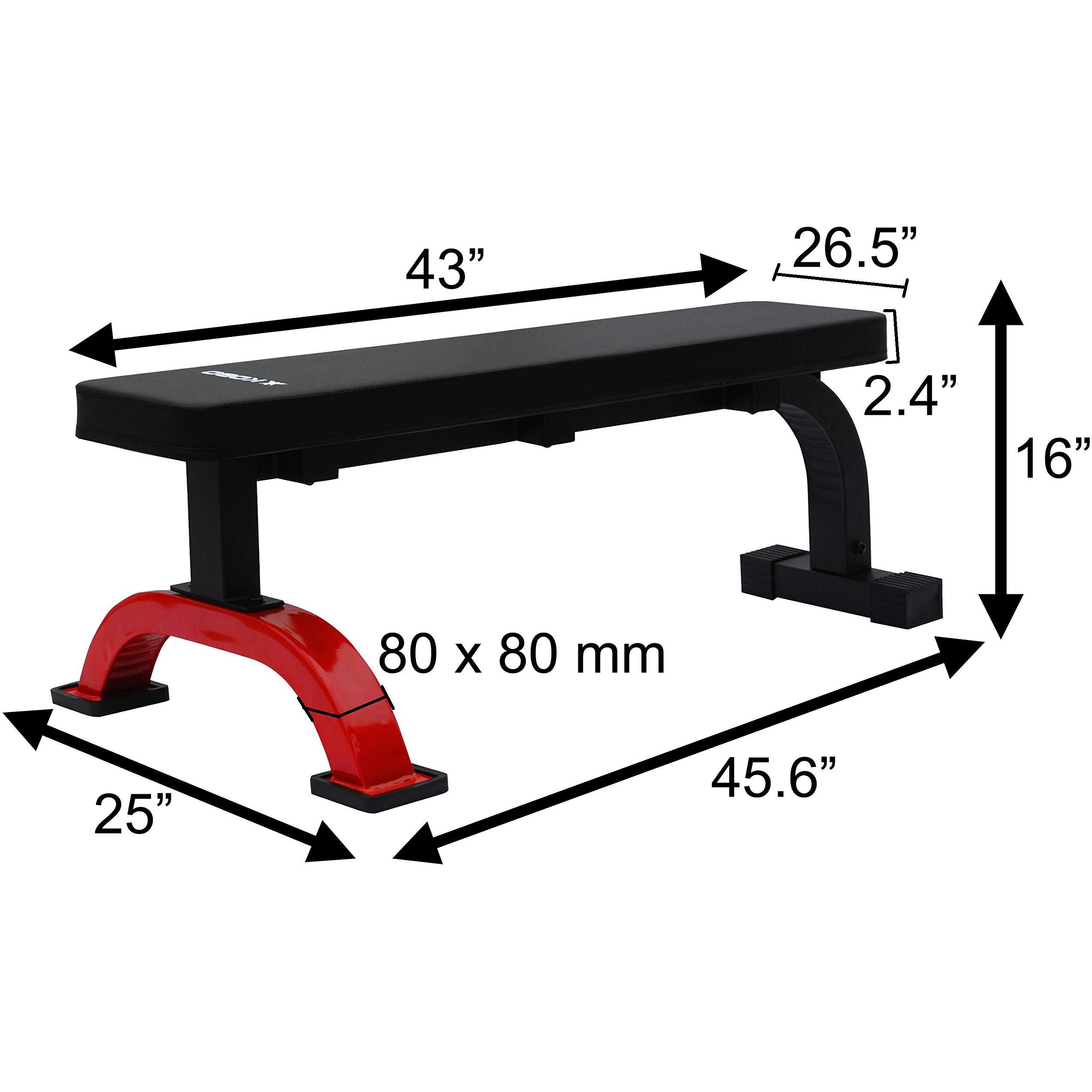 Kobo EB-1011 Imported Steel Heavy Duty Exercise Flat Bench for Home Gym (Black, Red)