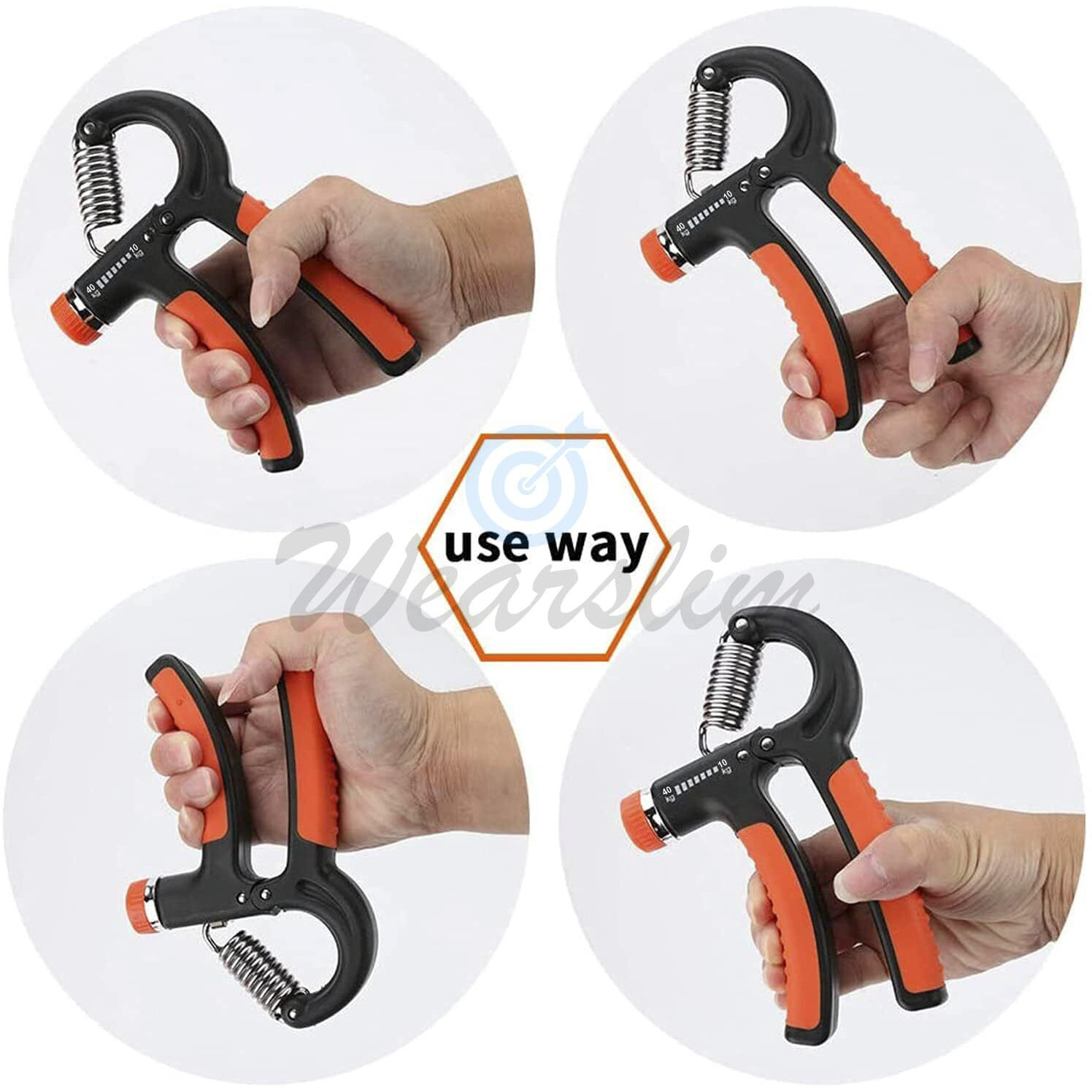 Wearslim Premium Hand Strengthener, Hand Grip Exerciser Strengthener with Adjustable Resistance 10-40 kg, Forearm Strengthener, Hand Exerciser for Muscle Building (Assorted)[2 Piece only]