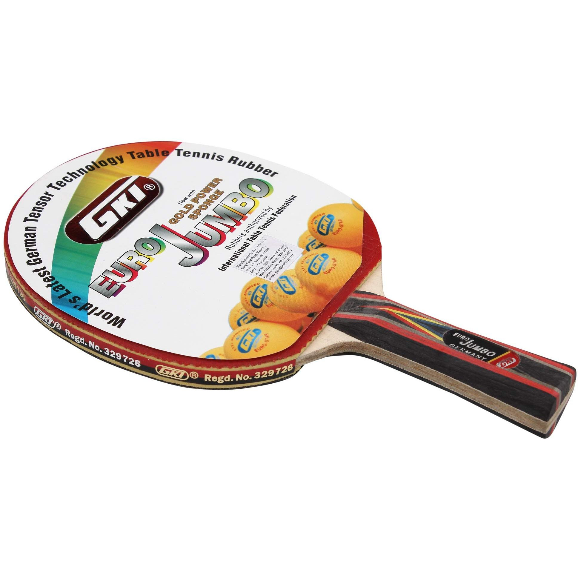 GKI Euro Jumbo Wood Table Tennis Racquet Multicolor