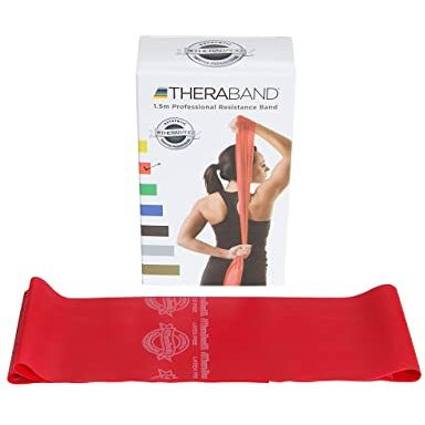 Theraband Medium Resistance Latex Free Exercise Band 4 Feet(Length) x 4 Inches(Width) Red