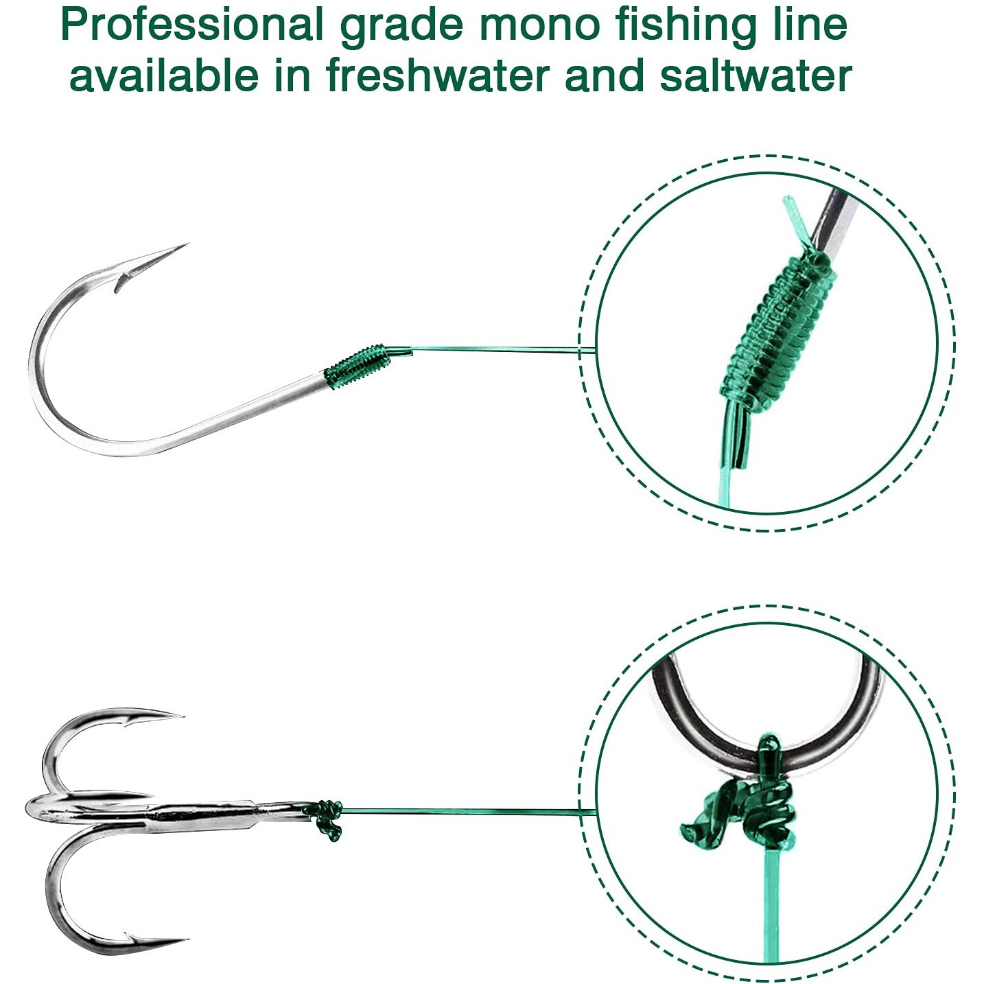 Proberos Super Strong Fishing Line, 100m Diameter 0.52mm 48.7LB Nylon Fishing Accessories, Fishing Soft and Durable (Green, Maximum Pulling Force 22 KG) (Green)
