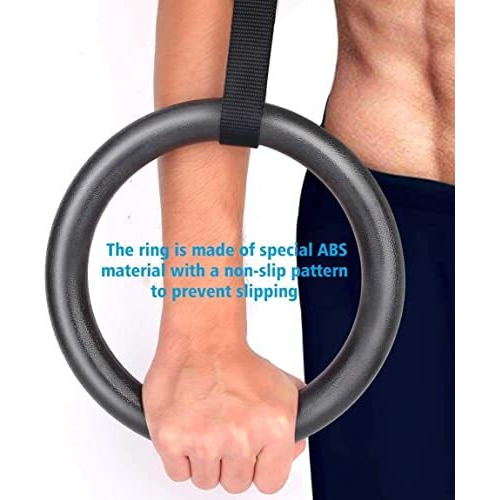 TechHark Gymnastic ABS Rings for Cross Fitness Functional Training for Home Gym Full Body Workout (Only Rings Black)