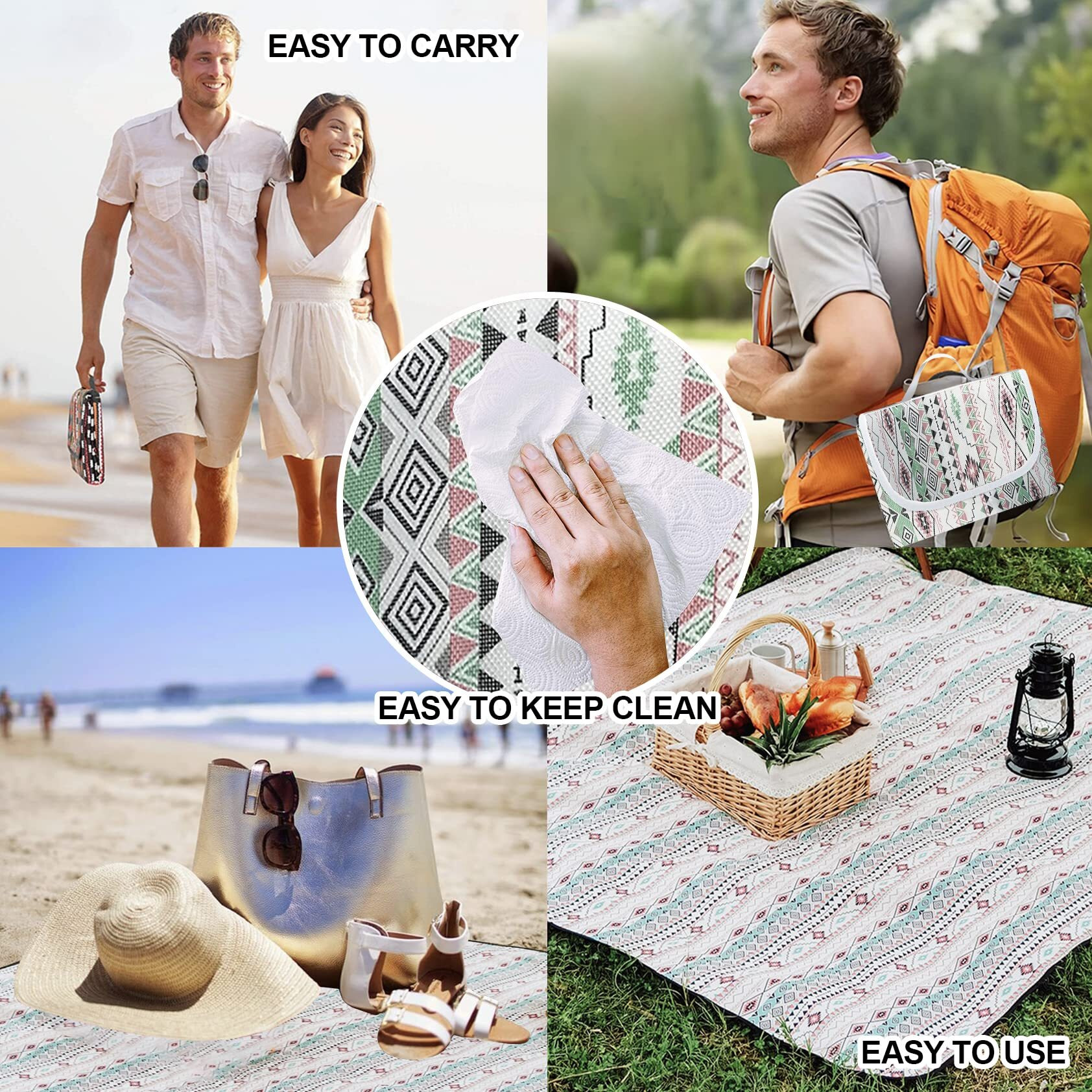 FDSHIP Oligitdi Outdoor Foldable Beach Picnic Mat/Camping mat (White)