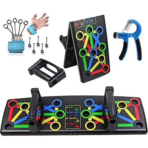 ODDISH way to fitness Push Up Board System-15 In 1 Body Building Exercise Tools,Hand Grip,Finger Gripper Combo Pack-Workout Push Up Stands,Training System For Men&Women(Push-Up-Combo)