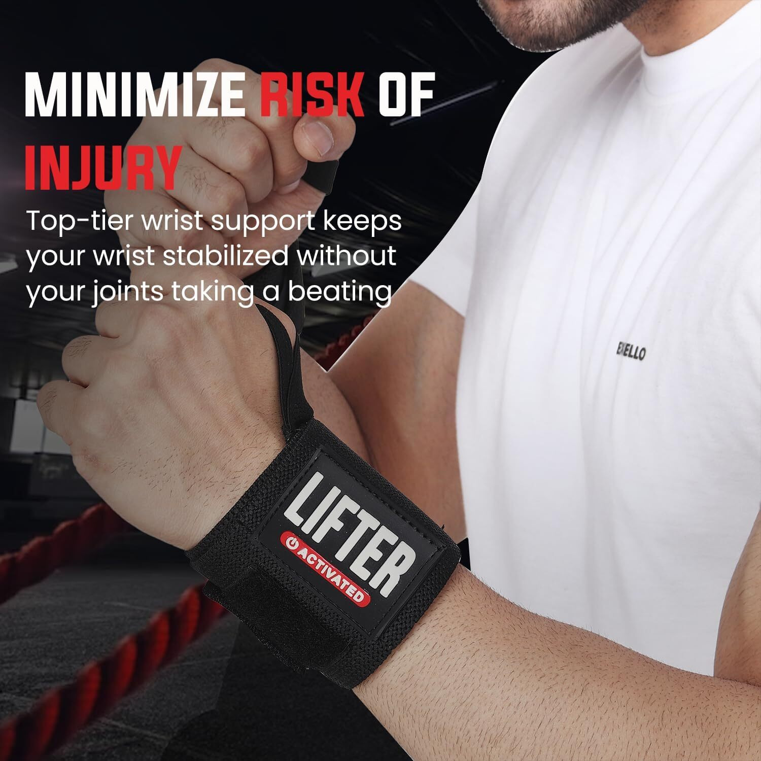 Easyhealth Wrist Supporter for Gym Wrist Band Wrist Support Straps for Gym Weightlifting Deadlift Hand Band for Gym (Black)