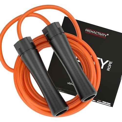 High Activity Polyvinyl Chlorine-Adjustable Heavy Jump Rope For Men,Women&Children-Heavy Skipping Rope For Men&Women Exercise Workout,Endurance&Weight Loss-Tangle Free Jumping Rope-10 Ft-Fire Orange