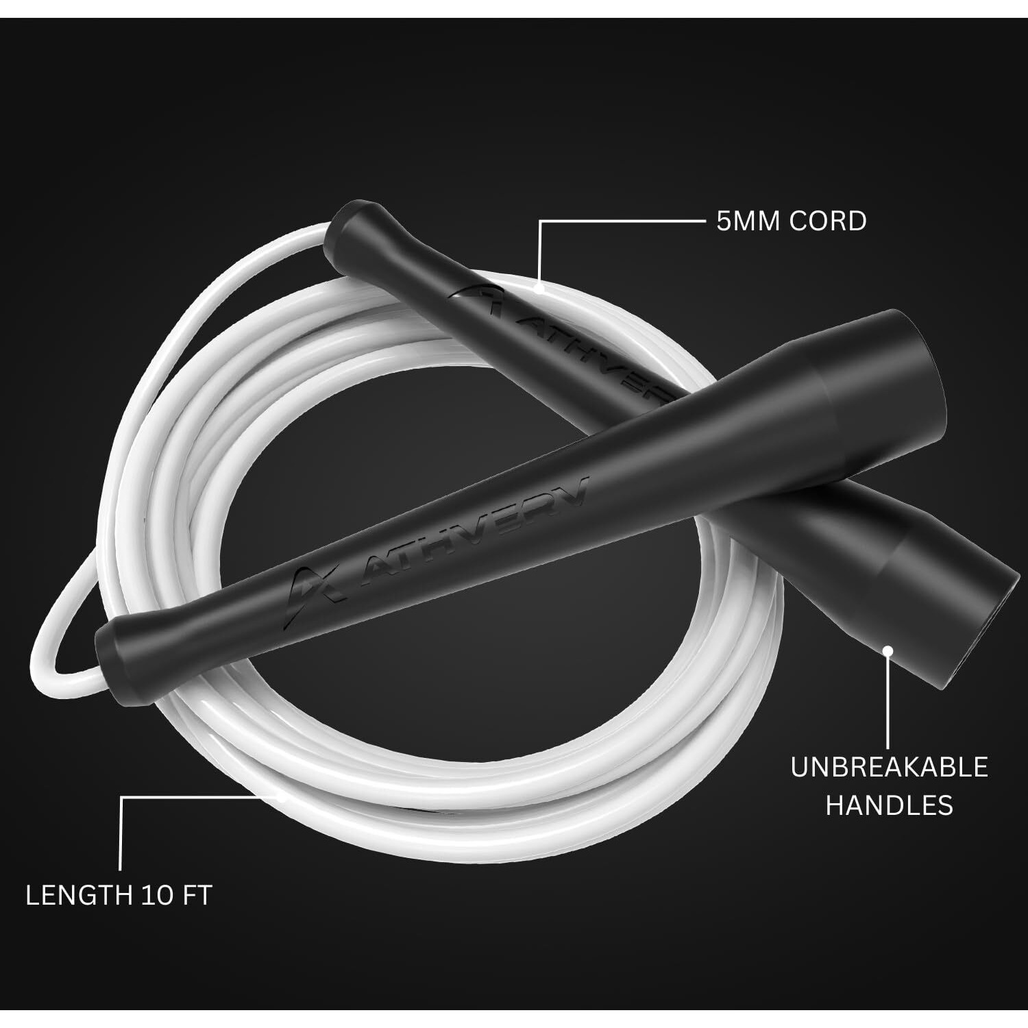 Athverv Pro Boxer Jump Rope, Speed Skipping Rope for Boxing Workout & Footwork (White)