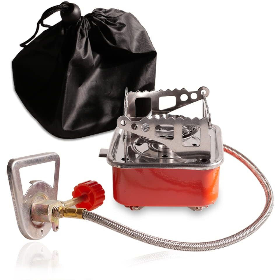 NEAR STOP Portable Camping Stove Square Stoves Backpacking Heater Adjustable Valve Stainless Steel Material With Piezo Ignition, Windproof Camp Stove For Outdoor Hiking Cooking, Kerosene