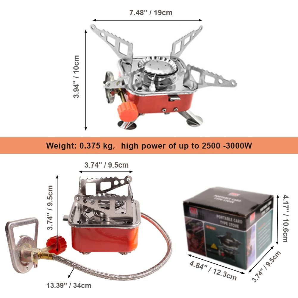 NEAR STOP Portable Camping Stove Square Stoves Backpacking Heater Adjustable Valve Stainless Steel Material With Piezo Ignition, Windproof Camp Stove For Outdoor Hiking Cooking, Kerosene