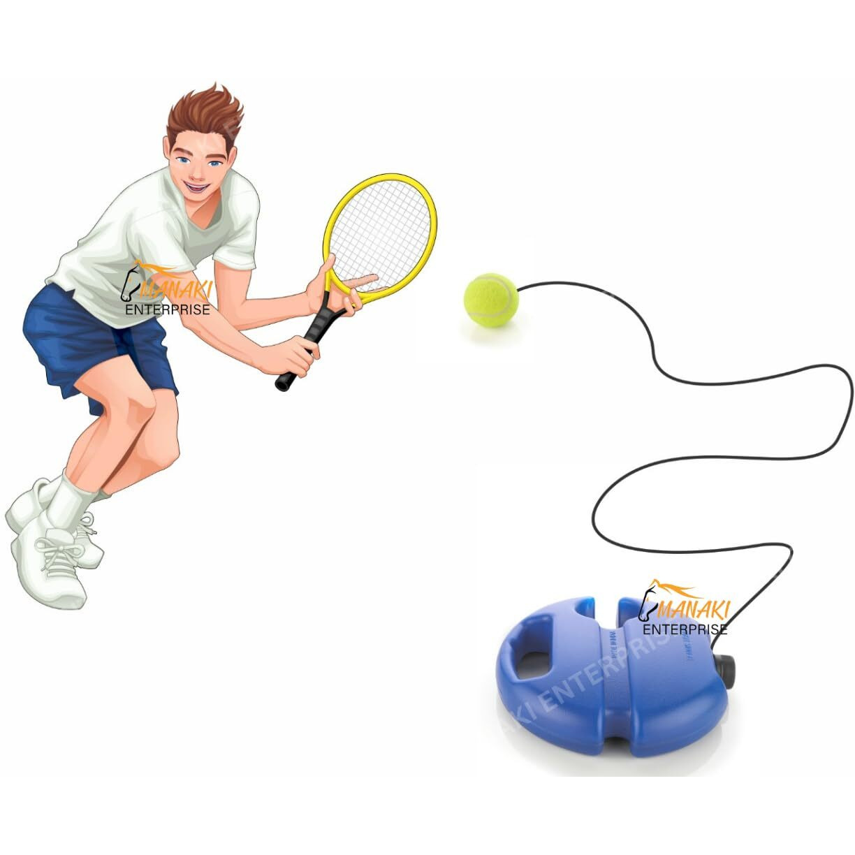 MANAKI Tennis Trainer Rebound Ball with String Convenient Tennis Training Gear Tennis Practice Device Solo Tennis Training Equipment for Self-Pracitce |Tennis Practice Trainer (Pack of 3 Pcs)