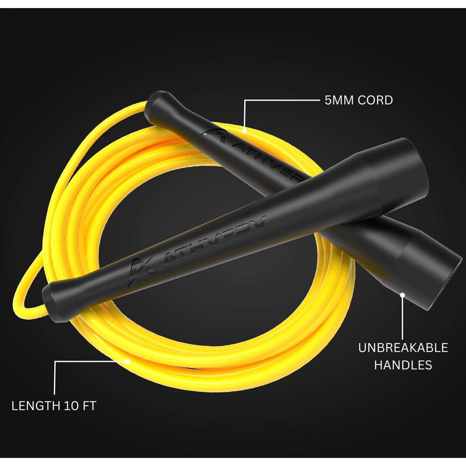 Athverv Pro Boxer Jump Rope, Speed Skipping Rope for Boxing Workout & Footwork (Yellow)