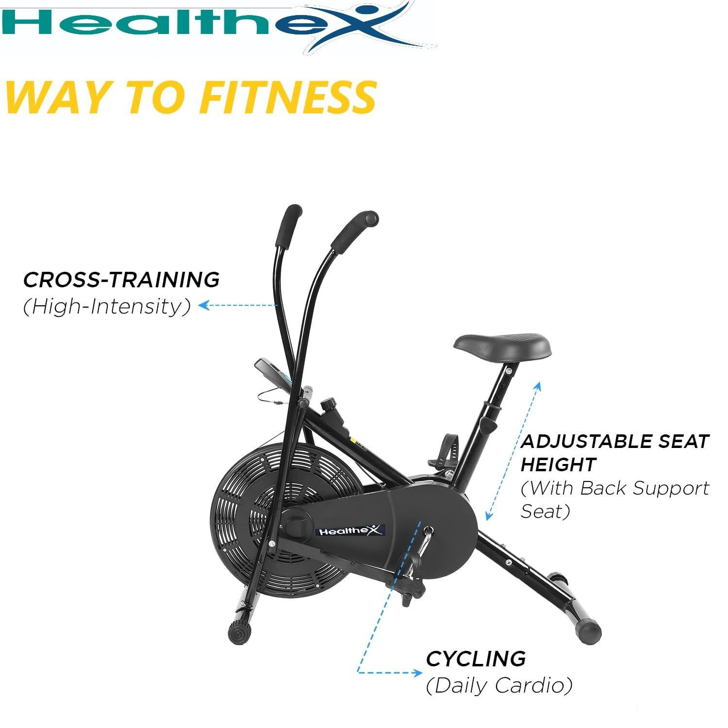 Healthex Mini Cycle Exercise Pedal Exerciser Digital Pro with Adjustable Resistance - Suitable for Light Exercise of Legs, Arms, and Physiotherapy at Home