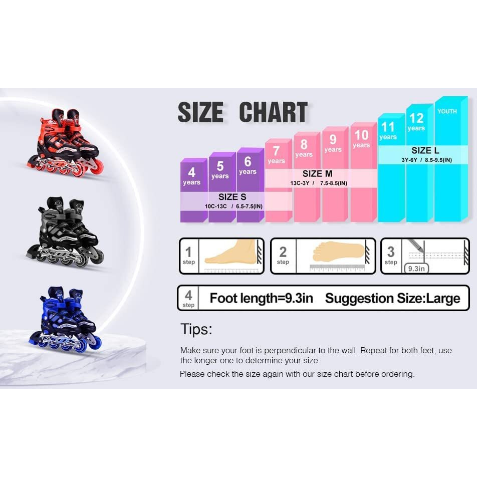 Diswa Adjustable Aluminium Body inLine Skates Combo Size M (34-39) (Red Color , Unisex)