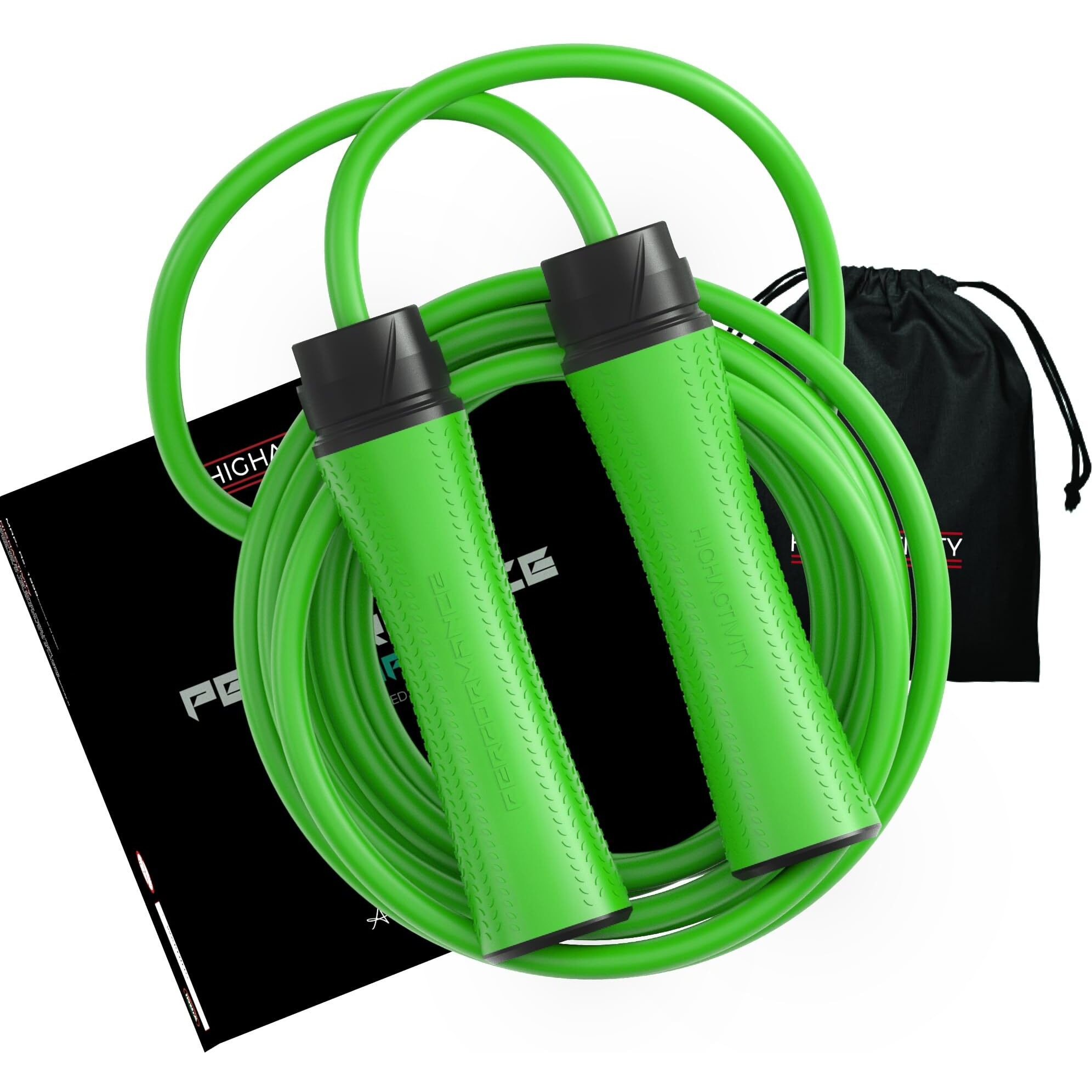High Activity Pvc -Adjustable Medium Weighted Jump Rope For Men,Women & Children- Medium Heavy Skipping Rope For Men &Women Exercise Workout-Tangle Free Jumping Rope (10 Feet, Forest Green)