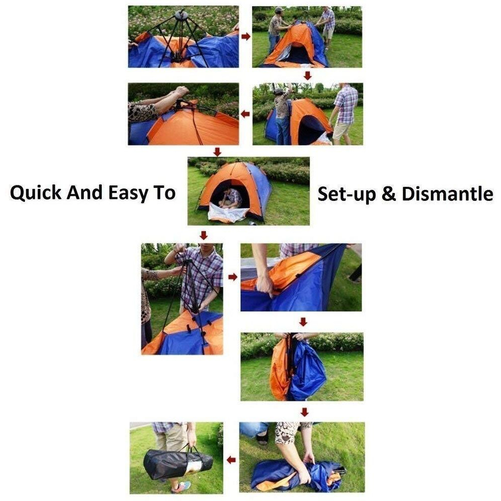Device Polyester Picnic Hiking 8 Person Camping Portable Dome Tent with Bag (Multicolour)