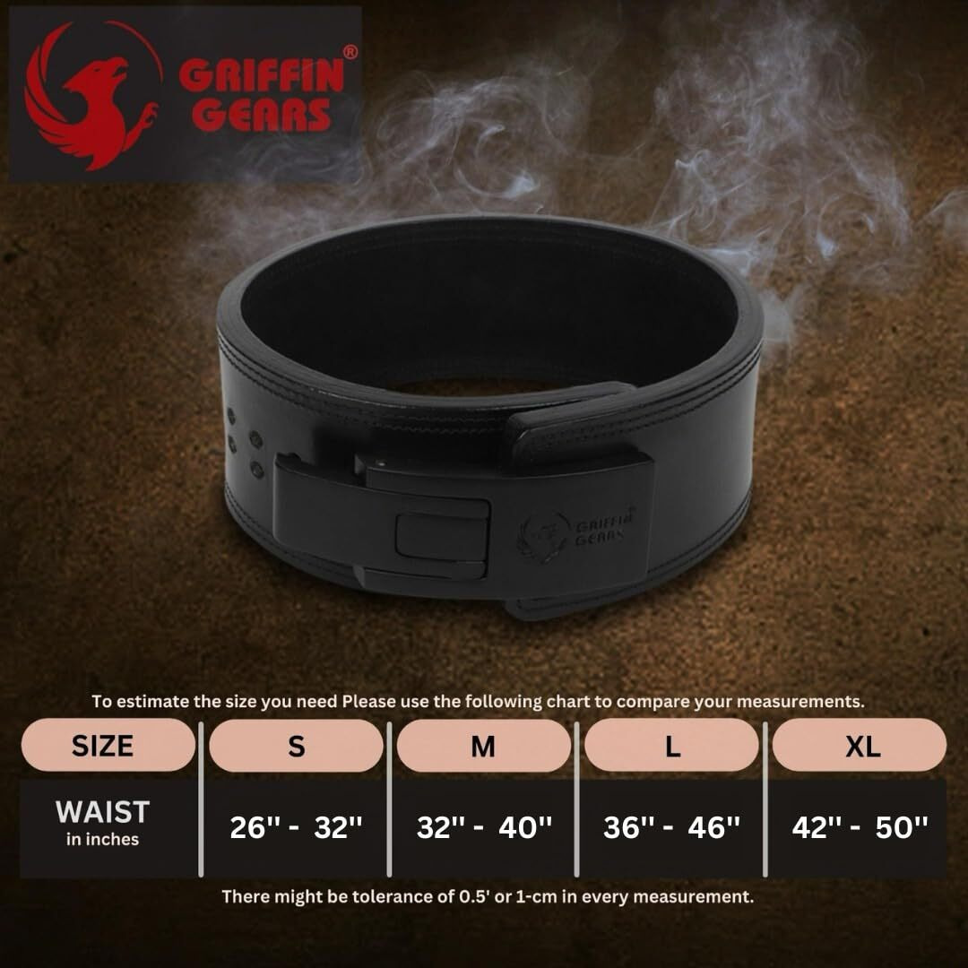 GRIFFIN GEARS Weight Lifting Gym Belt|Genuine Leather Gym Belt for Workout |Powerlifting Belt Deadlift Belt Gym For Back Support Lifting Belt-13MM (Medium-32 to 41 )