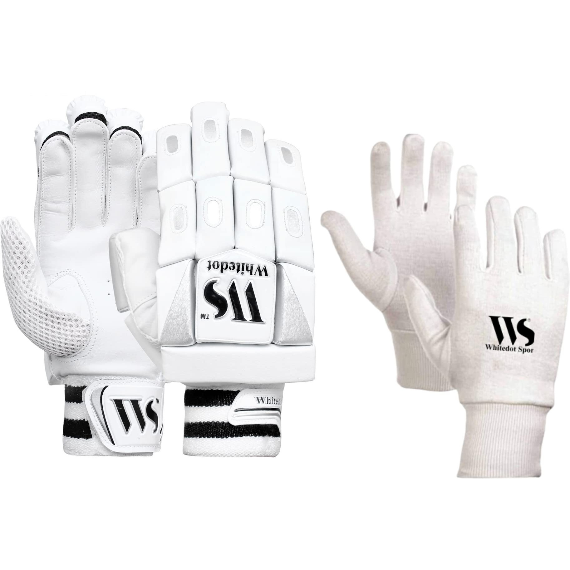 Whitedot Dot 2.1 Cricket Batting Gloves with Full Finger Inner Gloves Suitable for Youth/Medium, Right Hand
