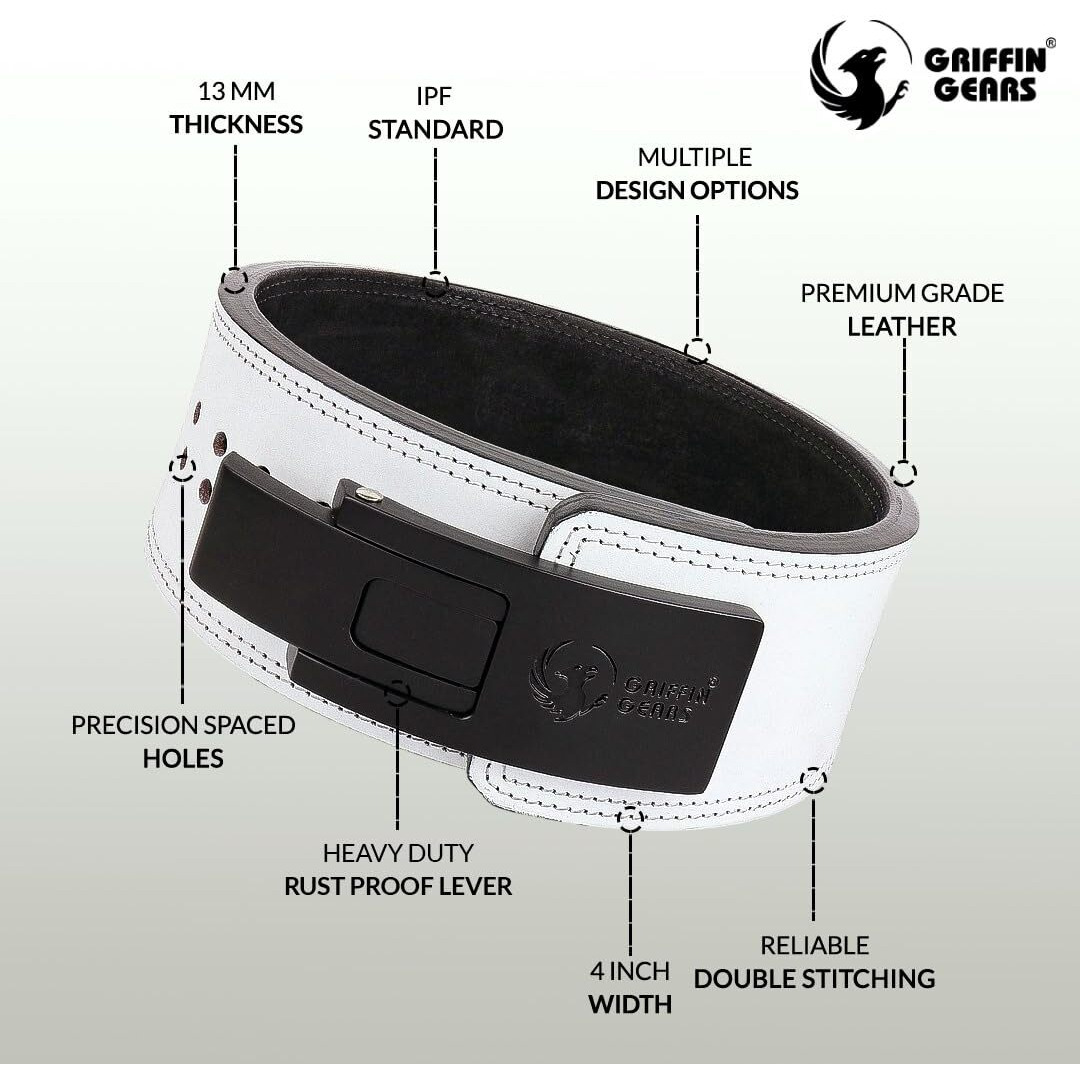 GRIFFIN GEARS Weight Lifting Gym Belt|Genuine Leather Gym Belt for Workout |Powerlifting Belt Deadlift Belt Gym For Back Support Lifting Belt-13MM (Small-26 to 34 )