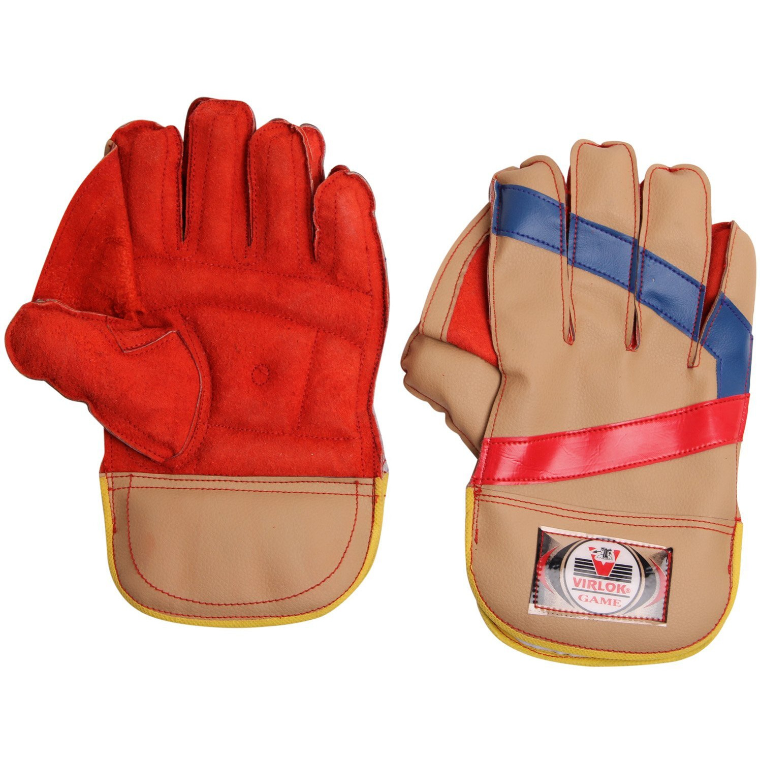 VIRLOK Foam Wicket-Keeping Gloves, Men s, Cricket, Standard, Multi-Colour