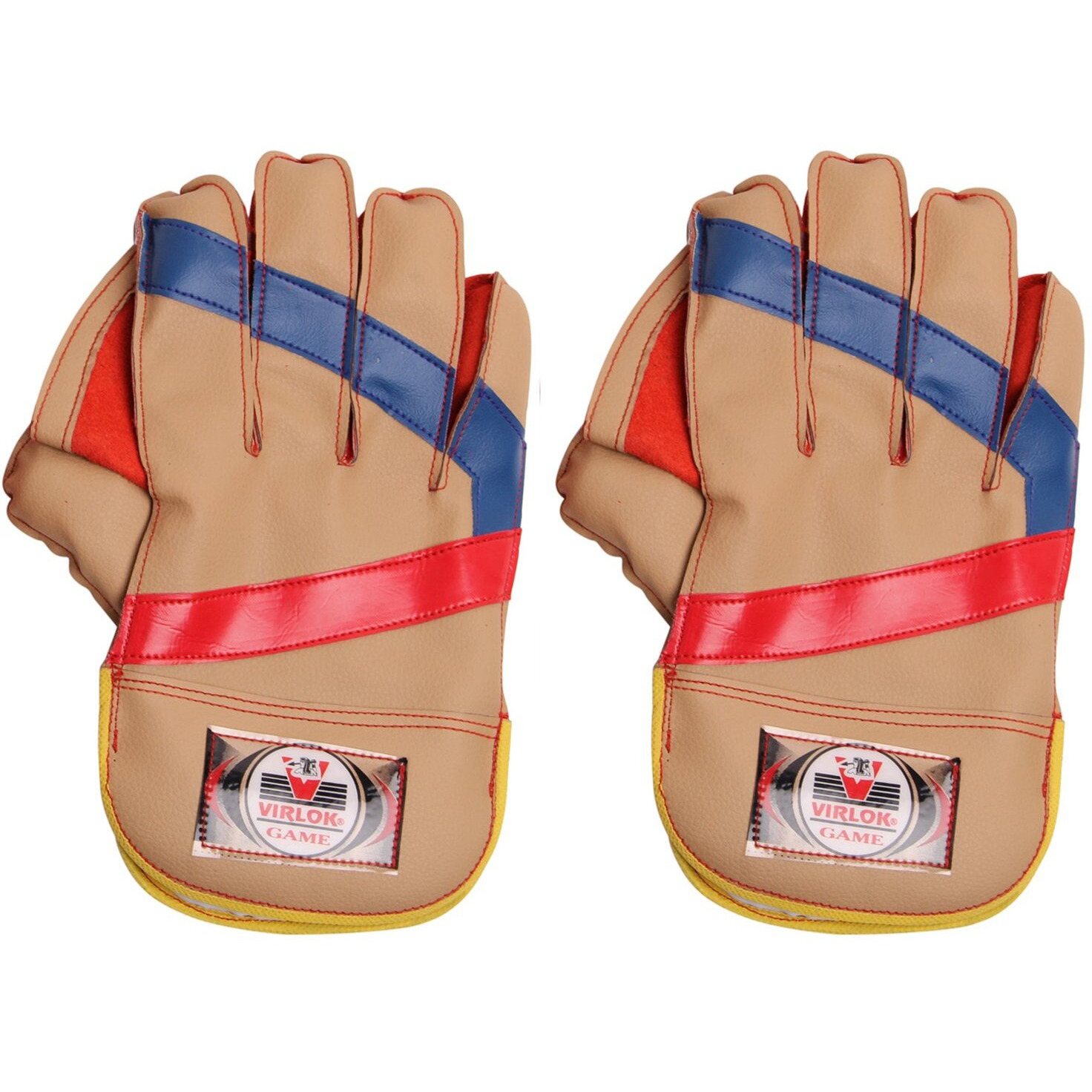 VIRLOK Foam Wicket-Keeping Gloves, Men s, Cricket, Standard, Multi-Colour