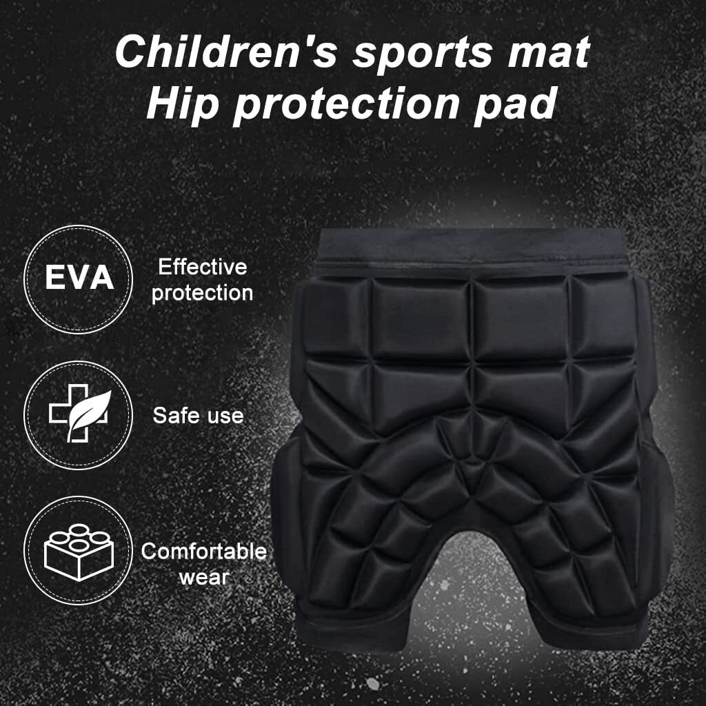 Proberos Children Sports Butt Pad Ski Snow Boarding Skate Hip Protective Padded Hip Protection Pads for Roller Skating Beginner-Black