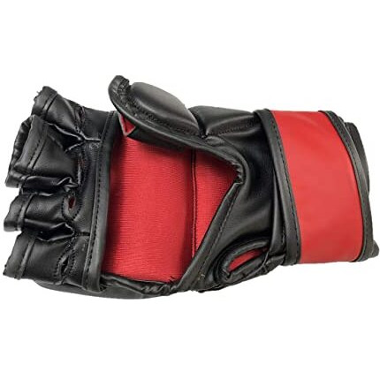 LEW Red/Black Fight/MMA/Muay Thai Thumb Protection Grappling Gloves (Black/Red, Large/X-Large)
