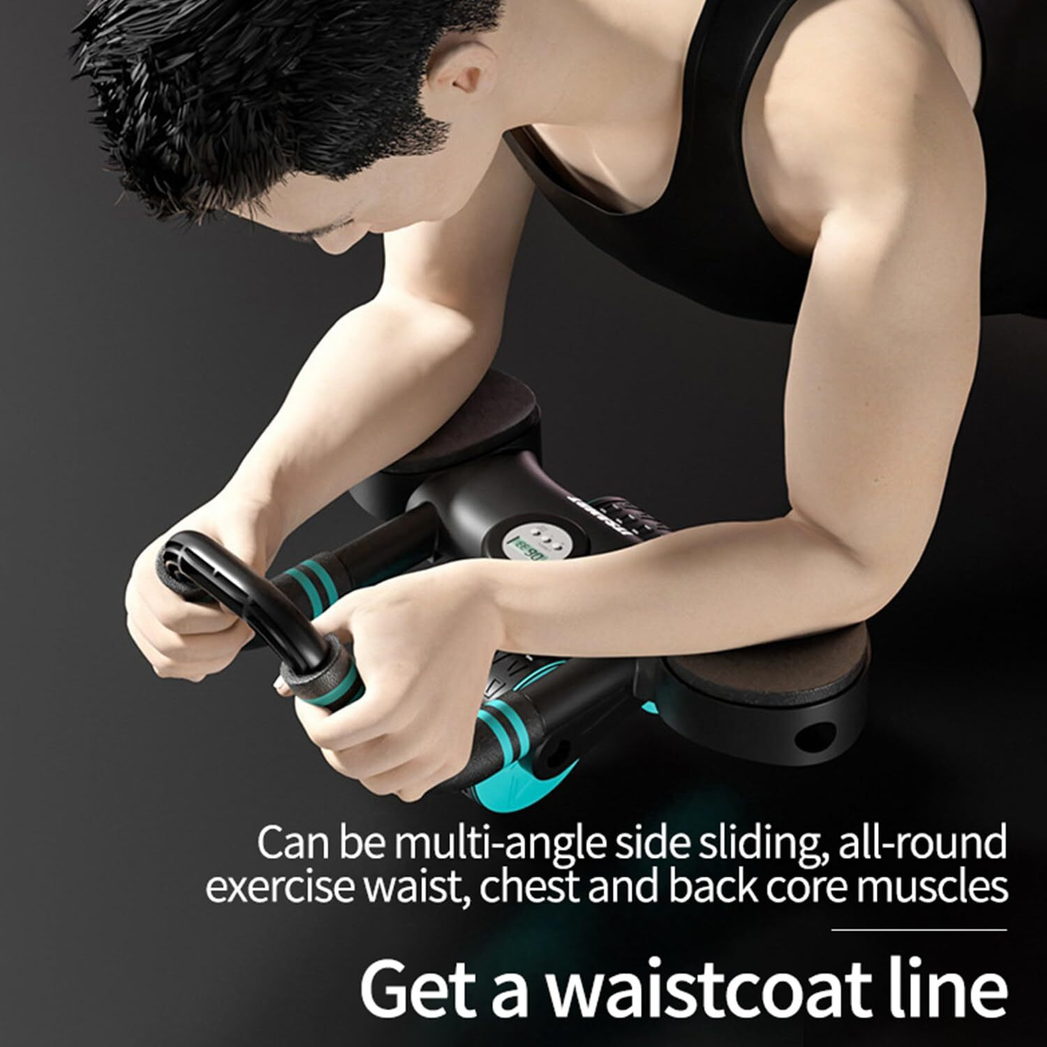 Wearslim Advanced Abs Roller for Men & Women with Elbow Support, Automatic Rebound, Timer, Mobile Holder & Knee Pad for Core Exercises, Plank & Full Body Strength Training as Home Gym Equipment