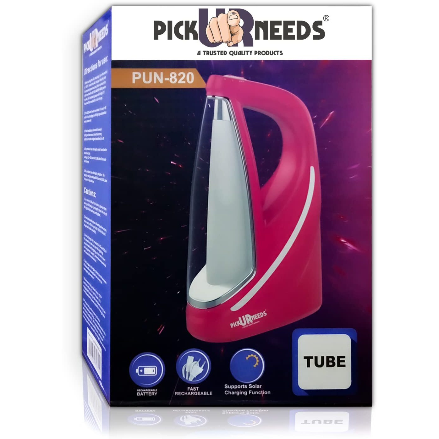 Pick Ur Needs Home Emergency Rechargeable LED Light Lamp Camping Lantern (Pink Tube)